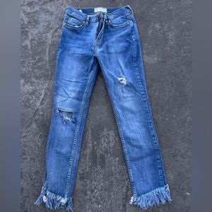 Free People frayed and ripped cropped jeans